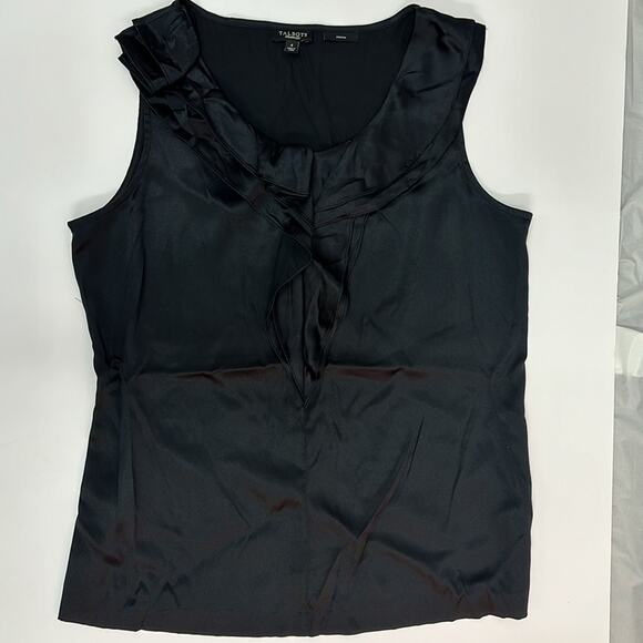 Talbots Silk Sleeveless Blouse with Ruffle Accent - Size 4 - 94% Silk - Picture 8 of 10